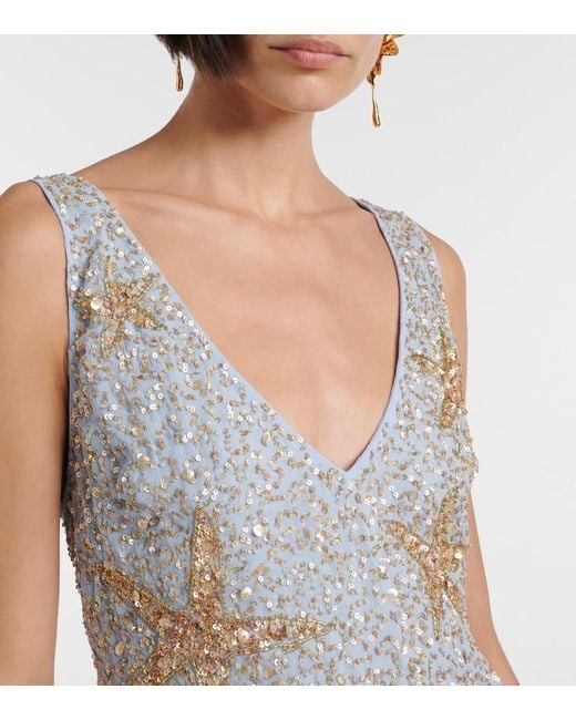 Rixo Blue Christabel Sequined Minidress