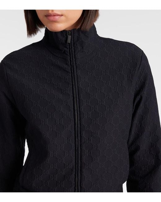 Gucci Blue Gg Jacquard Jersey Track Jacket