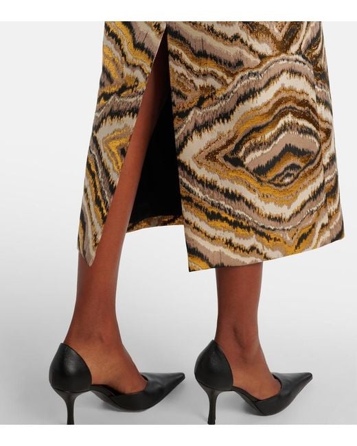 Markarian Metallic Gloria Off-Shoulder Jacquard Midi Dress