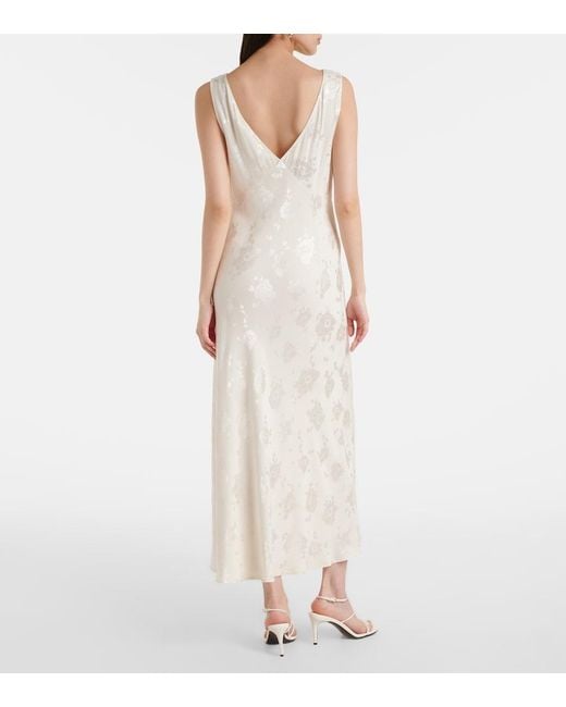Rixo White Sandrine Floral Jacquard Midi Dress