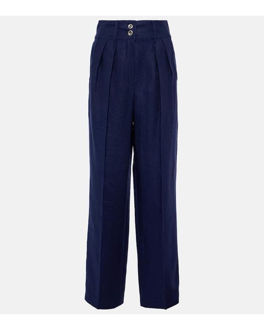 Pantalones anchos de lino Loro Piana de color Blue