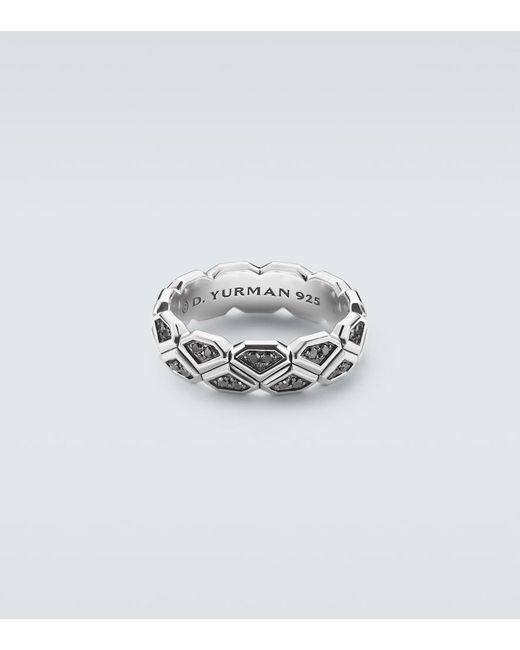David Yurman White Hex Sterling Ring With Diamonds for men