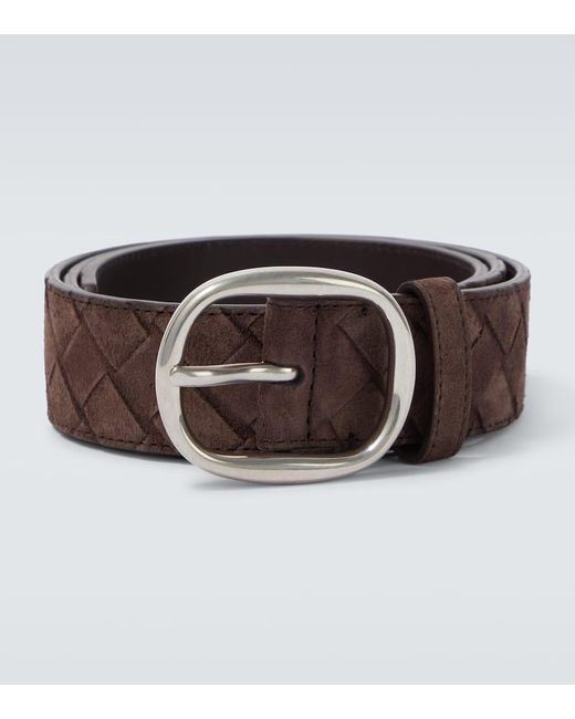 Bottega Veneta Brown Intrecciato Leather Belt for men