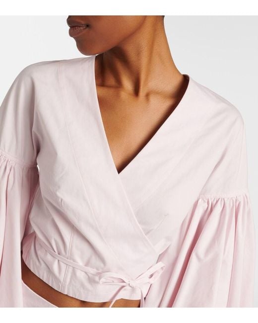 Jacquemus Pink Paysan Cotton Poplin Wrap Top