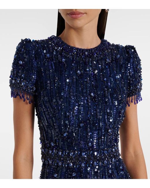 Jenny Packham Blue Roxy Sequined Gown