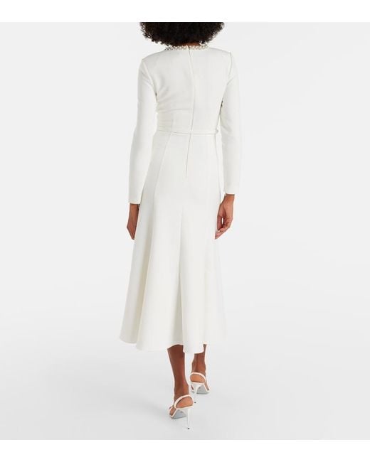Roland Mouret White Crystal-Embellished Crepe Cocktail Dress