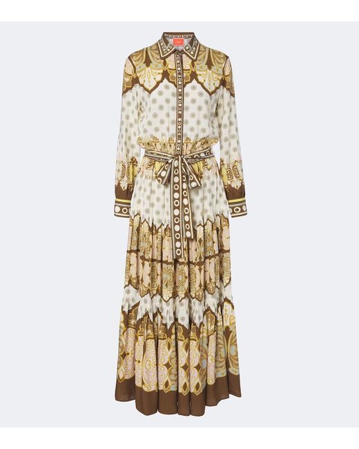 LaDoubleJ Metallic Bellini Printed Voile Shirt Dress