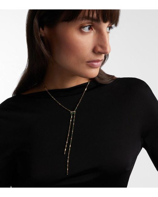 SHAY White Cascade Y 18Kt Necklace With Emeralds And Diamonds