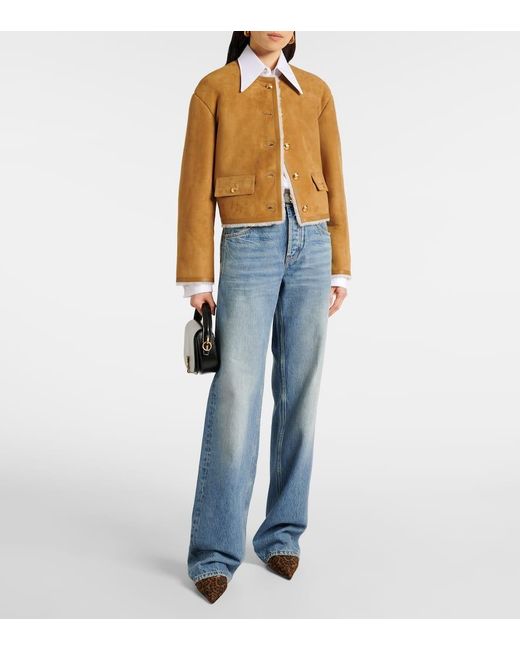 Nili Lotan Brown Zanie Shearling-Lined Suede Jacket