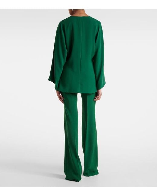 Max Mara Green Umile Crystal-Embellished Cady Blouse