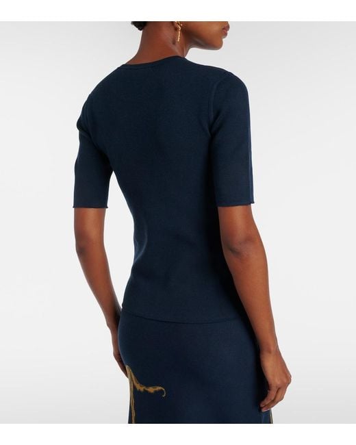 Erdem Blue Floral Jacquard Sweater