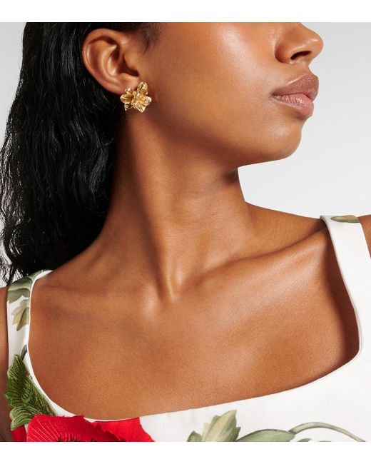 Orecchini Flower di Oscar de la Renta in Metallic