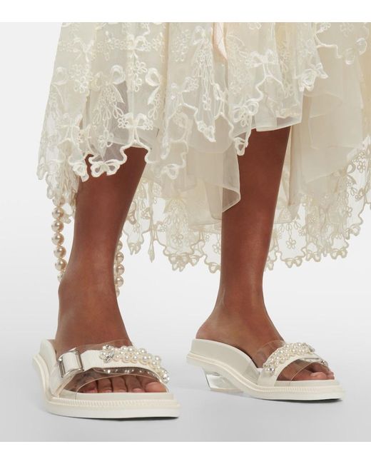 Simone Rocha White Leather Slides