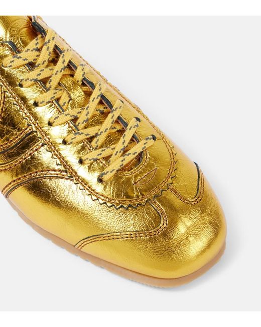 Dries Van Noten Yellow Metallic Leather Sneakers