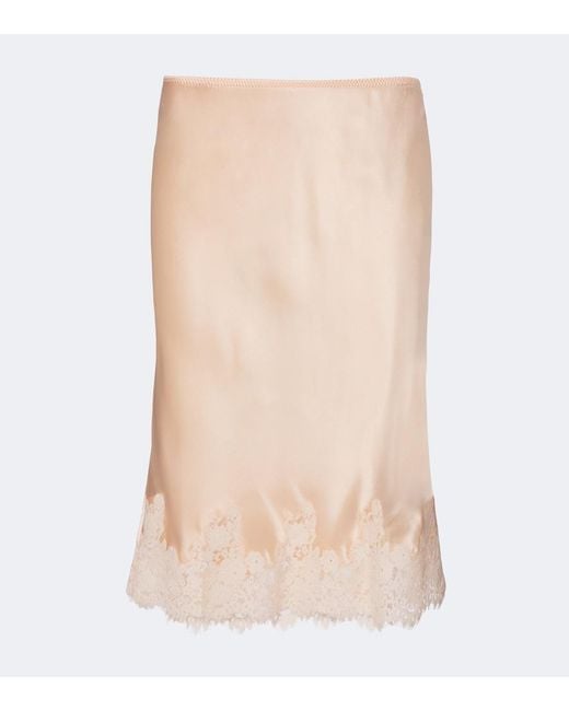 Doen Natural Elowette Lace-Trimmed Silk Satin Slip Skirt