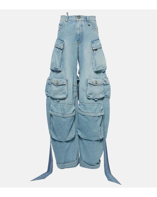 The Attico Blue Cutout Cargo Jeans