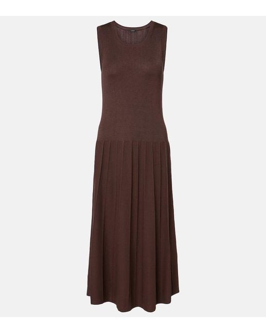 Joseph Brown Pleated Midi Dress