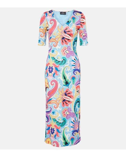 Etro White Paisley Midi Dress