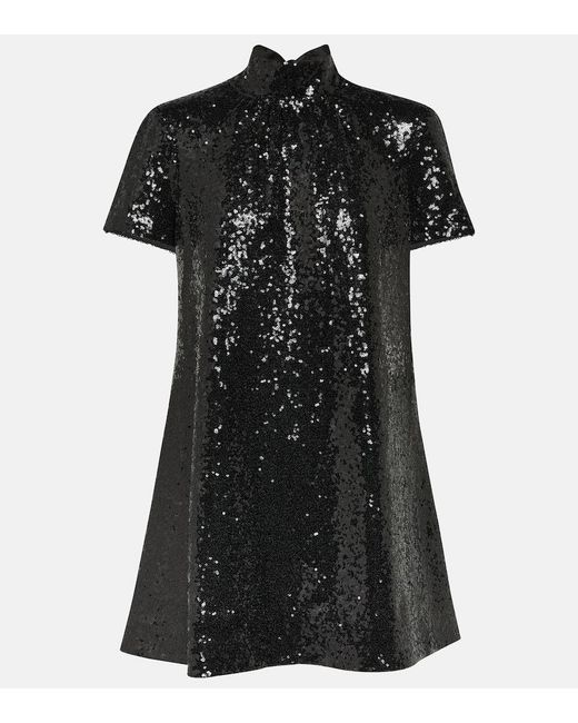 Staud Black Mini Ilana Sequined Minidress