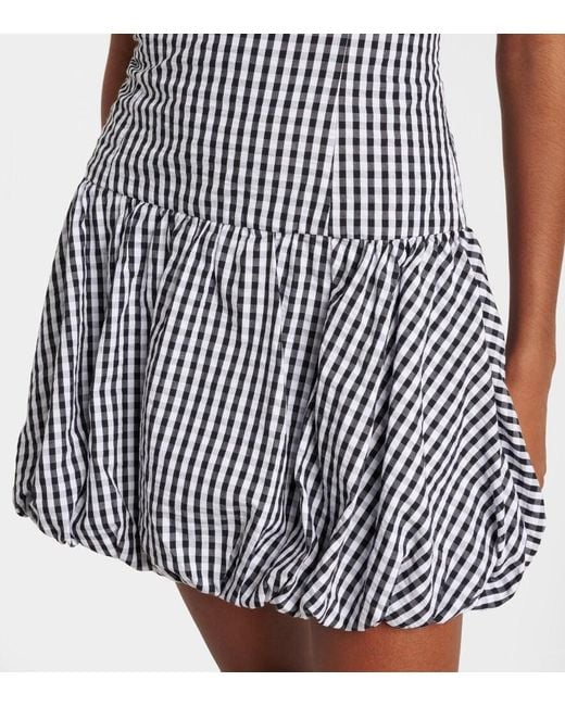 Faithfull The Brand Blue Gingham Gathered Cotton Poplin Minidress