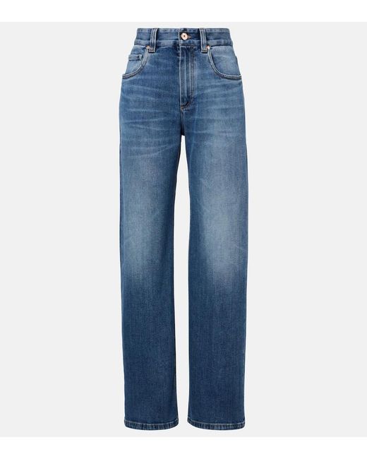 Jean Droit A Taille Basse Brunello Cucinelli en coloris Blue