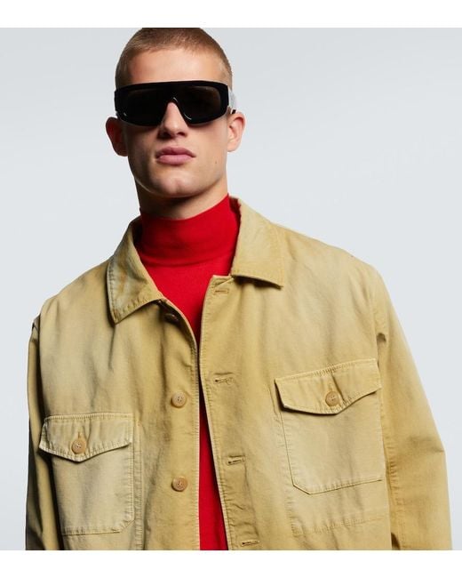 Prada Gray Logo Shield Sunglasses for men