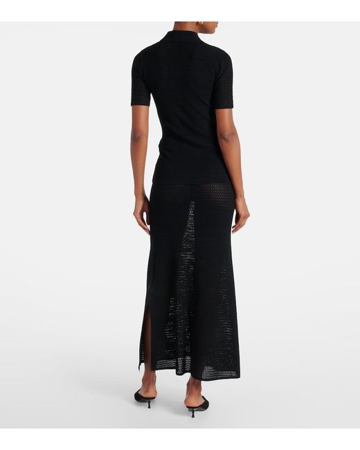 Victoria Beckham Black Polohemd Aus Pointelle-Strick