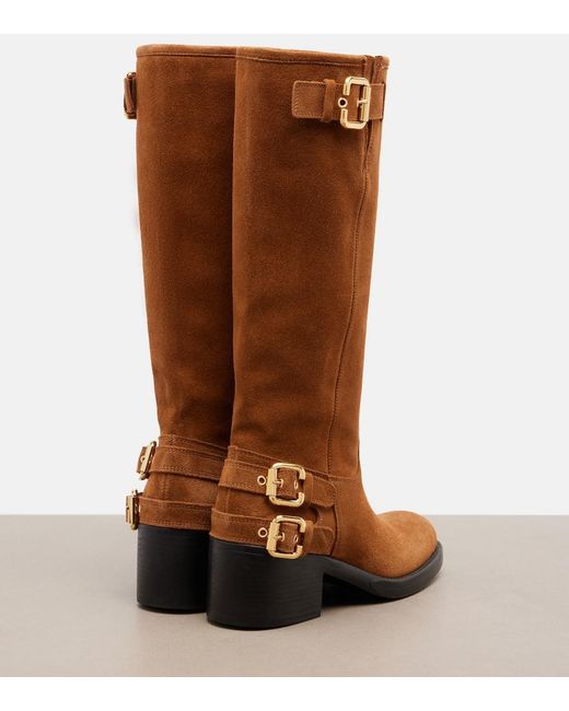Chloé Brown Dakota Suede Biker Boots