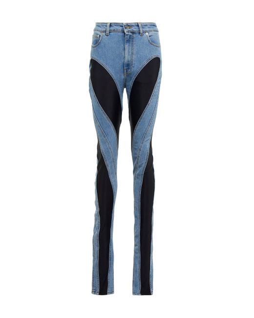 Mugler Blue Skinny Jeans aus Denim und Jersey