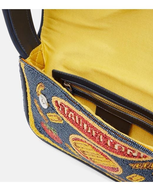 Borsa A Spalla Tommy Small Con Perline di Staud in Blue