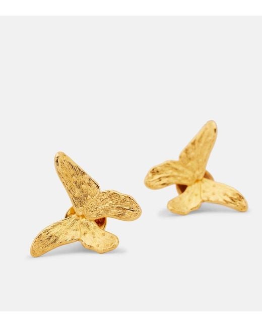 Oscar de la Renta Metallic Butterfly Earrings