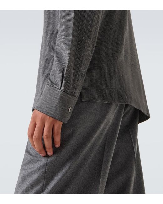 Zegna Gray Cotton And Silk Polo Shirt for men