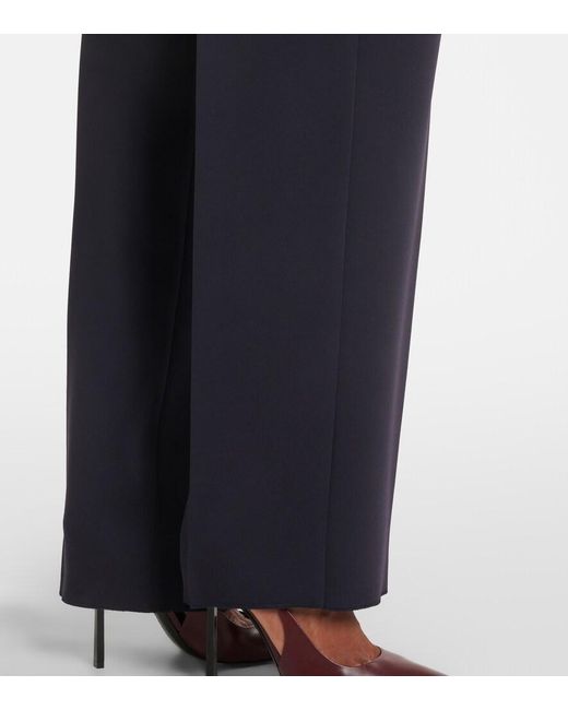 Max Mara Blue Pleated Cady Straight Pants