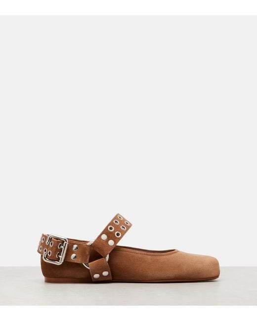 Alaïa Brown Suede Ballet Flats 'Biker'