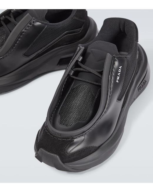 Zapatillas Systeme de piel Prada de hombre de color Black