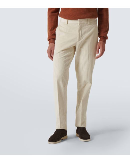 Loro Piana White Jarno Cotton Corduroy Straight Pants for men