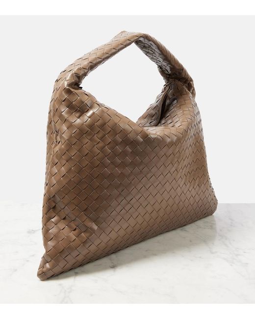 Bottega Veneta Brown Hop Large Intrecciato Leather Shoulder Bag