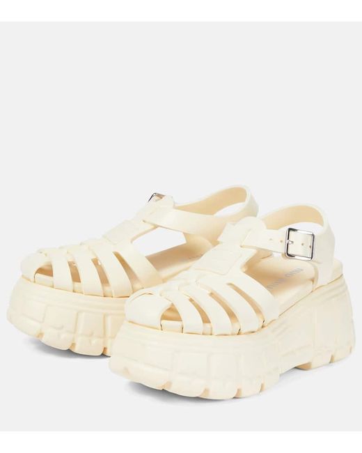 Miu Miu Natural Fisherman Platform Sandals