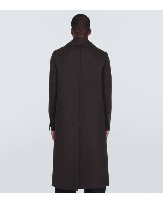 Rick Owens Black New Bell Double-breasted Wool Coat for men