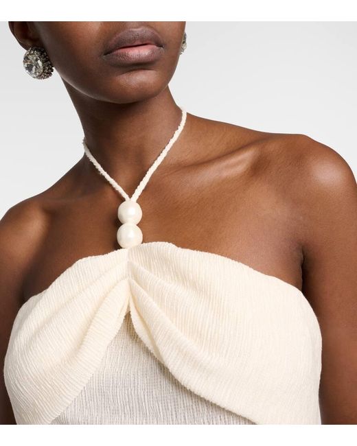 Magda Butrym Natural Embellished Halterneck Top