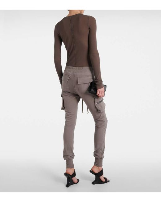 Rick Owens Natural High-rise Cotton Skinny Cargo Pants