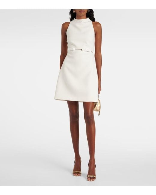 Safiyaa White Bridal Jalie Bow-Detail Crepe Minidress