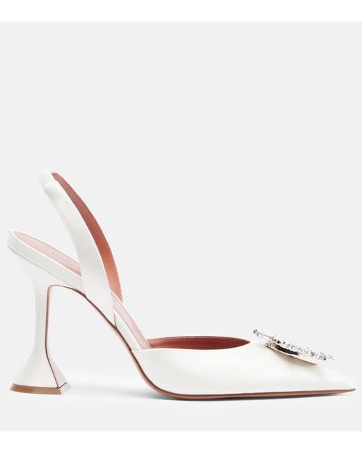 AMINA MUADDI Pink Begum 70 Satin Slingback Pumps