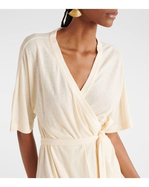 Max Mara Natural Linen-blend Wrap Dress