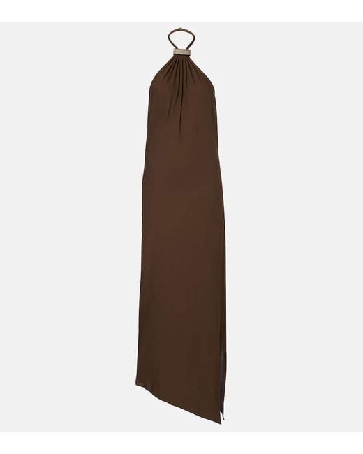 Vestido Midi Con Espalda Abierta The Attico de color Brown