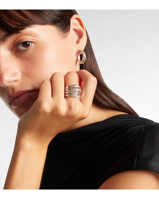 David Yurman White Ring Crossover Aus Sterlingsilber