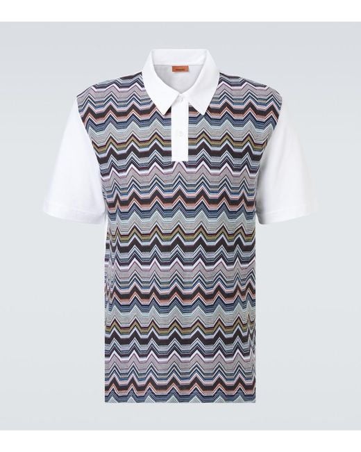 Polo De Algodon En Zigzag Missoni de hombre de color Blue