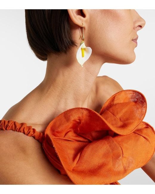Jennifer Behr White Alexia Floral Drop Earrings