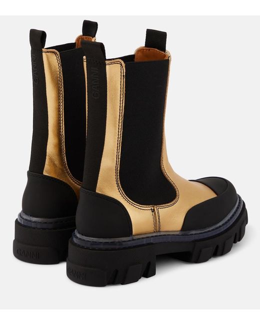 Bottines Chelsea En Cuir Metallise Ganni en coloris Black