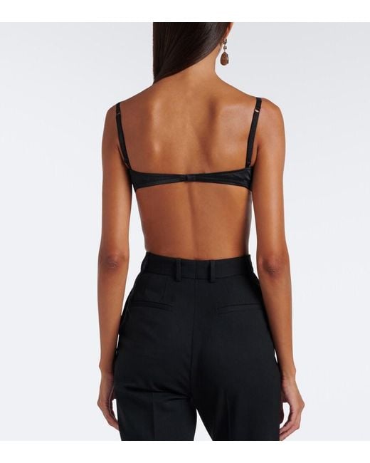 Dolce & Gabbana Black Lace-Trimmed Silk-Blend Satin Bra